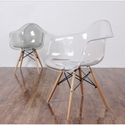 Transparent Plastic Wooden Legs Chair