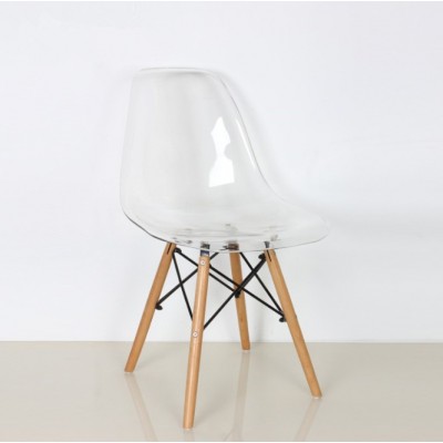 Modern Transparent Plastic Wooden Legs Dining Room Chairs